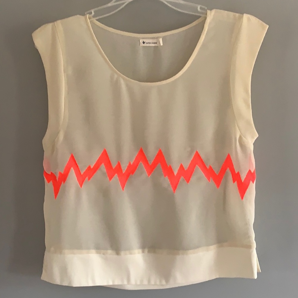 Paper Crane Sheer Sleeveless Shirt Top Blouse